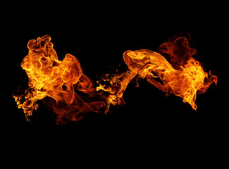 Fire burning flames on a black background