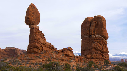 Fototapeta na wymiar Balancing rock at Arches National Park in Utah - travel photography