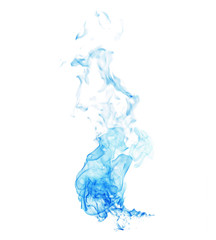 Blue smoke on a white background.