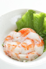 Japanese food, fake crab Kamaboko in bowl with lettuce for healthy food ingredient