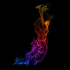 Colorful smoke on a black background.