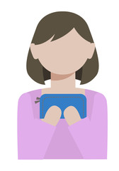 A housewife having a wallet.