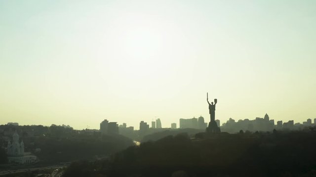 Mother motherland monument at sunset