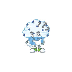Vanilla blue cupcake mascot design concept having confuse gesture