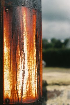 Close-up Of Old Wooden Telephone Pole