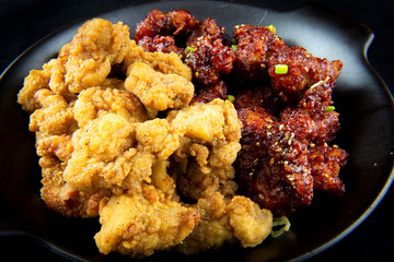 Korean Half of Hot spicy fried chicken and fried chicken