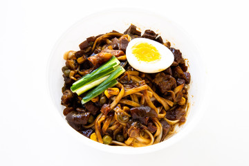 Jajangmyeon, noodle dish topped with black sauce