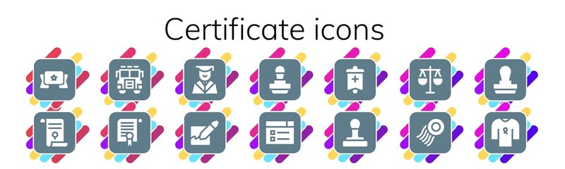 certificate icon set