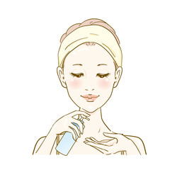 スキンケアする女性４