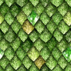 Seamless texture of dragon scales and gems, reptile skin background