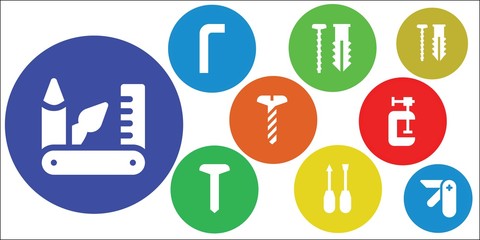 Modern Simple Set of screw Vector filled Icons