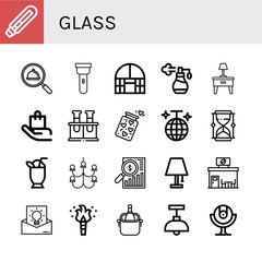 Set of glass icons