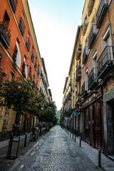 Fototapeta na wymiar Narrow street in Madrid, Spain