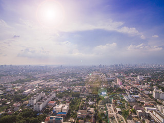 Urban Bangkok skyline in the business center of the city center Office buildings, condominiums, shopping malls, residences are one of the major cities in Asia.