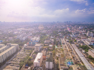 Urban Bangkok skyline in the business center of the city center Office buildings, condominiums, shopping malls, residences are one of the major cities in Asia.