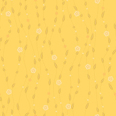 simple yellow floral repetitive background. seamless pattern. textile fabric swatch. wrapping paper. continuous print. vector illustration.  design element for cover page, banner, ad, flyer, post