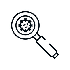 coronavirus and magnifying glass icon, line style