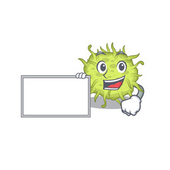 bacteria coccus cartoon character design style with board