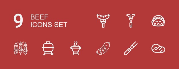Editable 9 beef icons for web and mobile