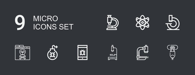 Editable 9 micro icons for web and mobile