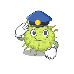 Police officer mascot design of bacteria coccus wearing a hat