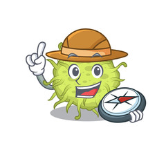 mascot design concept of bacteria coccus explorer with a compass