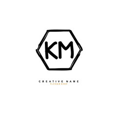 
K M KM Initial logo template vector. Letter logo concept