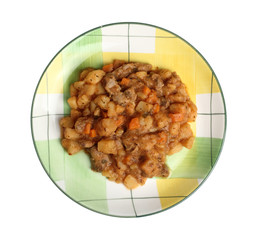 Vegetable Stew with Chicken Gizzards. Isolated with clipping path.