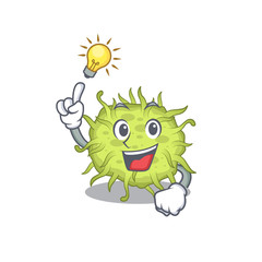 Mascot character design of bacteria coccus with has an idea smart gesture