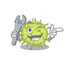 A picture of bacteria coccus mechanic mascot design concept