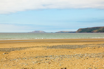 Blue sky coastal edge, beach, sea and blue skies