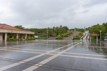 Exterior view of Oceanic Culture Museum Planetarium at Ocean Expo Park in Okinawa, Japan