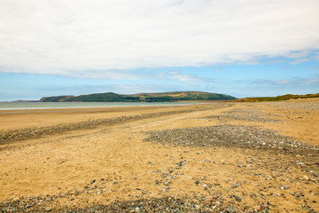 Blue sky coastal edge, beach, sea and blue skies
