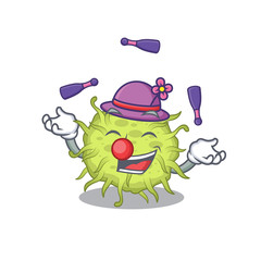 An attractive bacteria coccus cartoon design style playing juggling