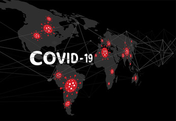 Stop COVID-19 spread concept world map design background. Vector illustration
