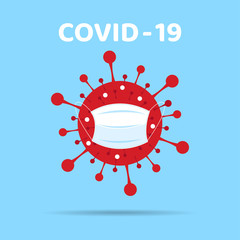 Stop COVID-19. Medical mask protective on blue background. Healthcare and medical concept. Vector illustration