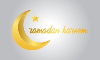 Fototapeta na wymiar Ramadan Kareem Moon And Star wit gradient