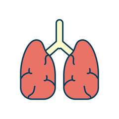 lungs organ icon, line and fill style