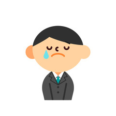 ビジネス　スーツ　男性　上半身　フラット　お辞儀　謝罪　泣く