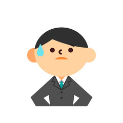 ビジネス　スーツ　男性　上半身　フラット　困惑　不安　焦り