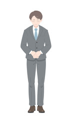 謝罪　ビジネス　スーツ　男性　全身