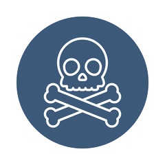 skull and bones crossed icon, block style