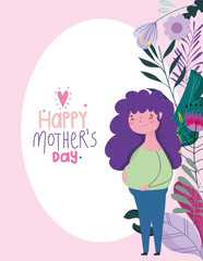 happy mothers day, pregnant woman flowers nature foliage celebration