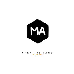 M A MA Initial logo template vector. Letter logo concept