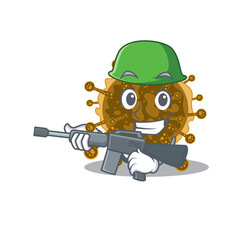 A cartoon picture of negarnaviricota in Army style with machine gun