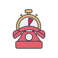 telephone and chronometer icon, line and fill style