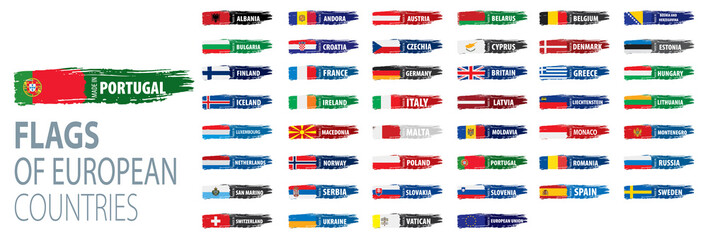 Set of flags of Europe. Vector illustration