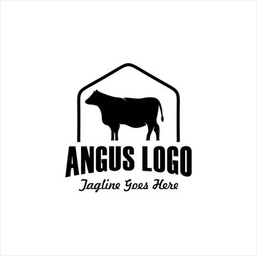black angus logo design template. cow farm logo design. cow vector illustration, Angus  Idea logo design inspiration