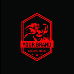 Welding logo company badge logo design, vintage triangle