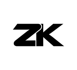 Initial 2 letter Logo Modern Simple Black ZK
